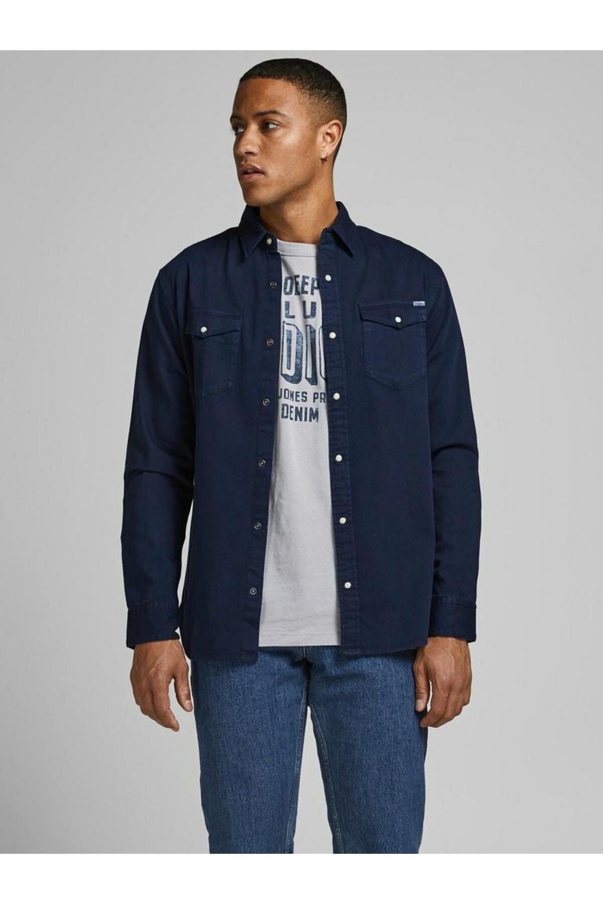 پیراهن مردانه راسته آستین بلند | جک اند جونز Jack & Jones 12138115 - تصویر 2