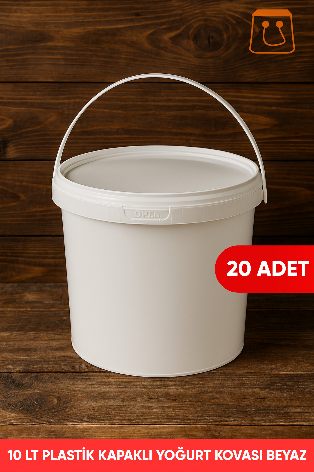 Öztürk ambalaj 20 Litre Plastik Kapaklı Sızdırmaz Kova Hobi Gıda Boya Yoğurt Kovası 20 Adet