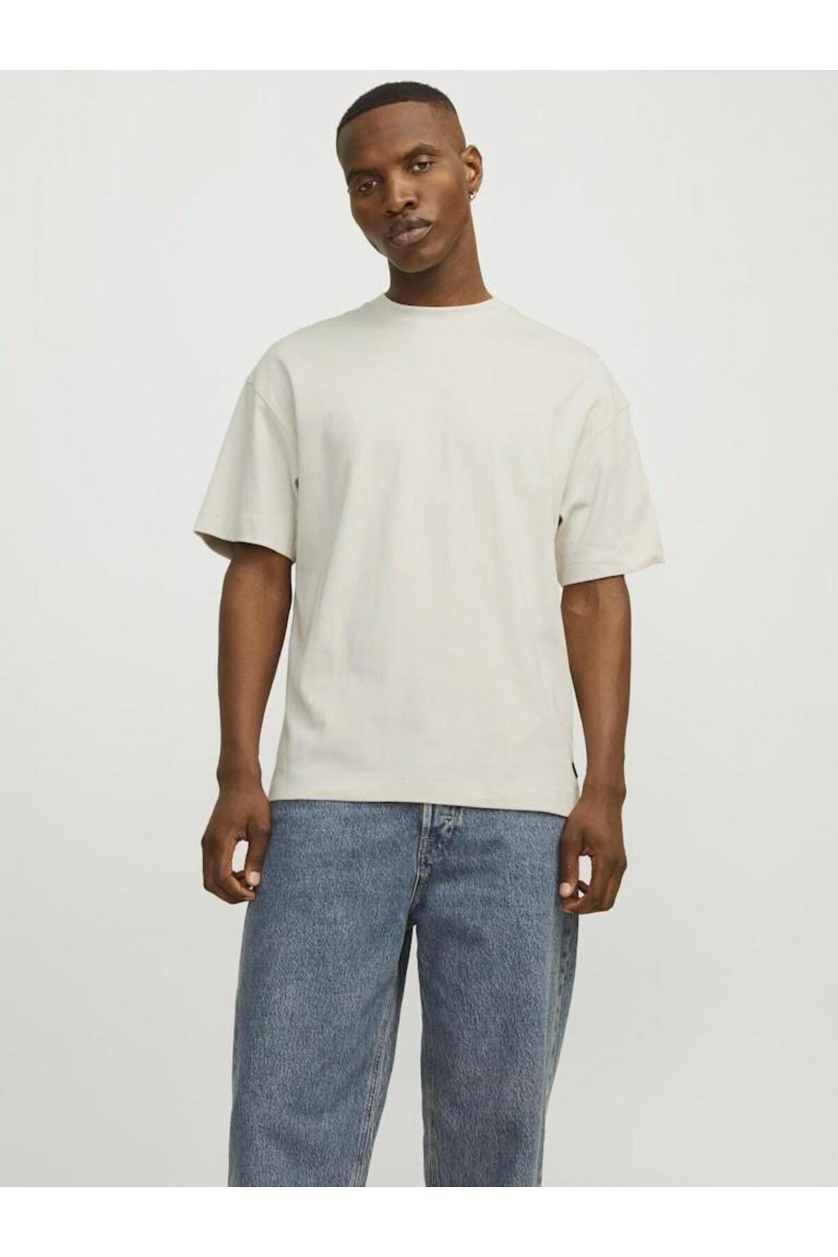 تیشرت مردانه راسته آستین کوتاه | جک اند جونز Jack & Jones 12254412-Moonbeam - تصویر 2