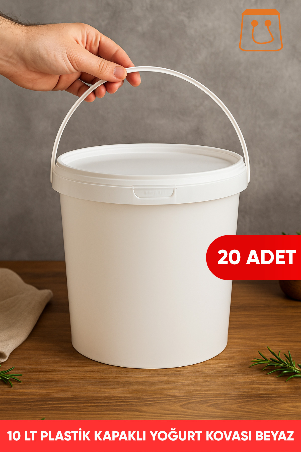 Öztürk ambalaj 10 Litre Plastik Kapaklı Sızdırmaz Kova Hobi Gıda Boya Yoğurt Kovası 20 Adet
