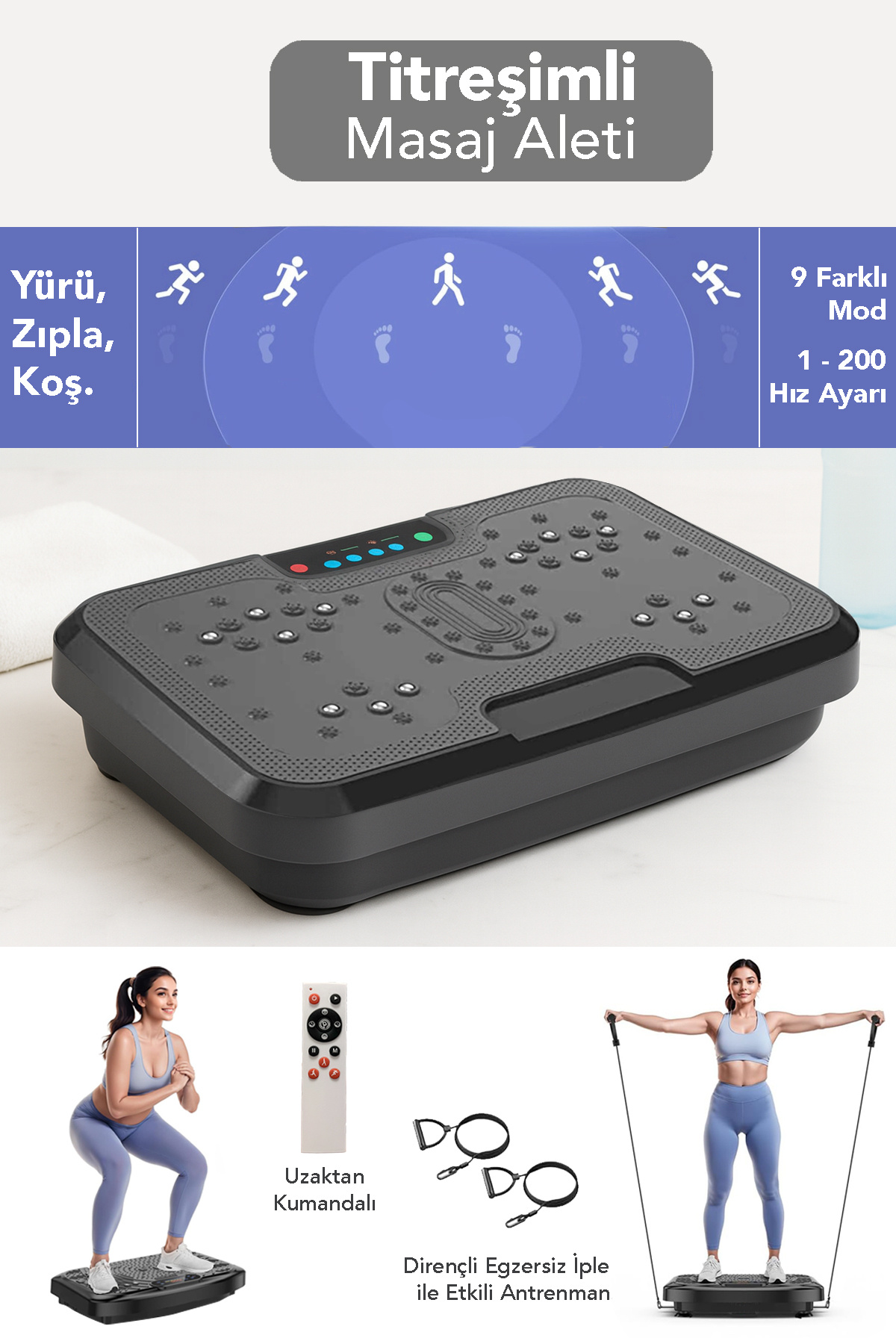 Meleni Home Titreşimli Egzersiz Aleti - 9 Modlu Yüksek Hızlı Tüm Vücut Kondisyon Aleti Fitness Spor Masaj Aleti