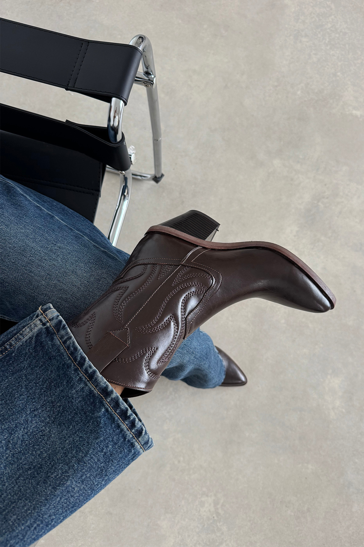 badley Women's Wrinkle Leather Heeled Boots