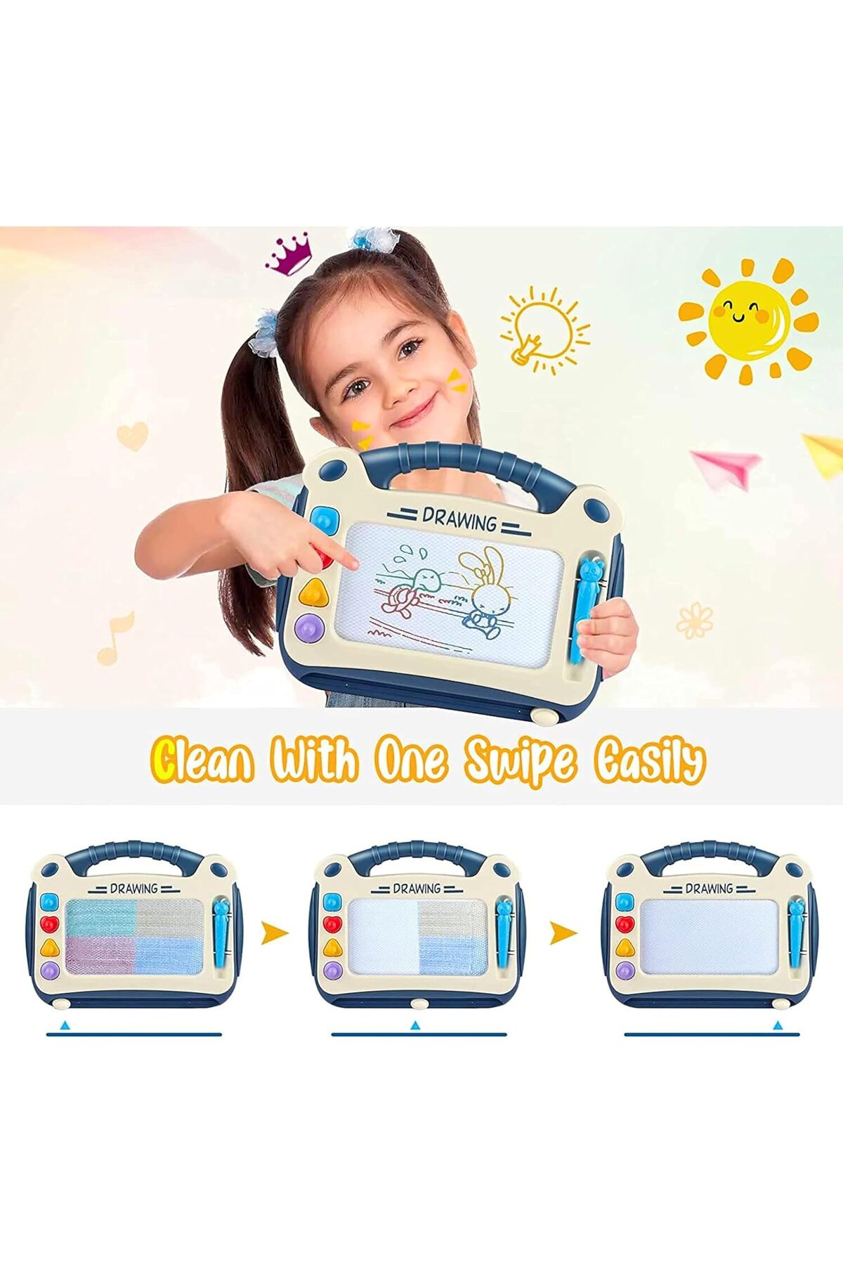 تخته طراحی مغناطیسی برای کودکان – پد طراحی آموزشی برای اسباب‌بازی کودکان ۱ تا ۲ ساله