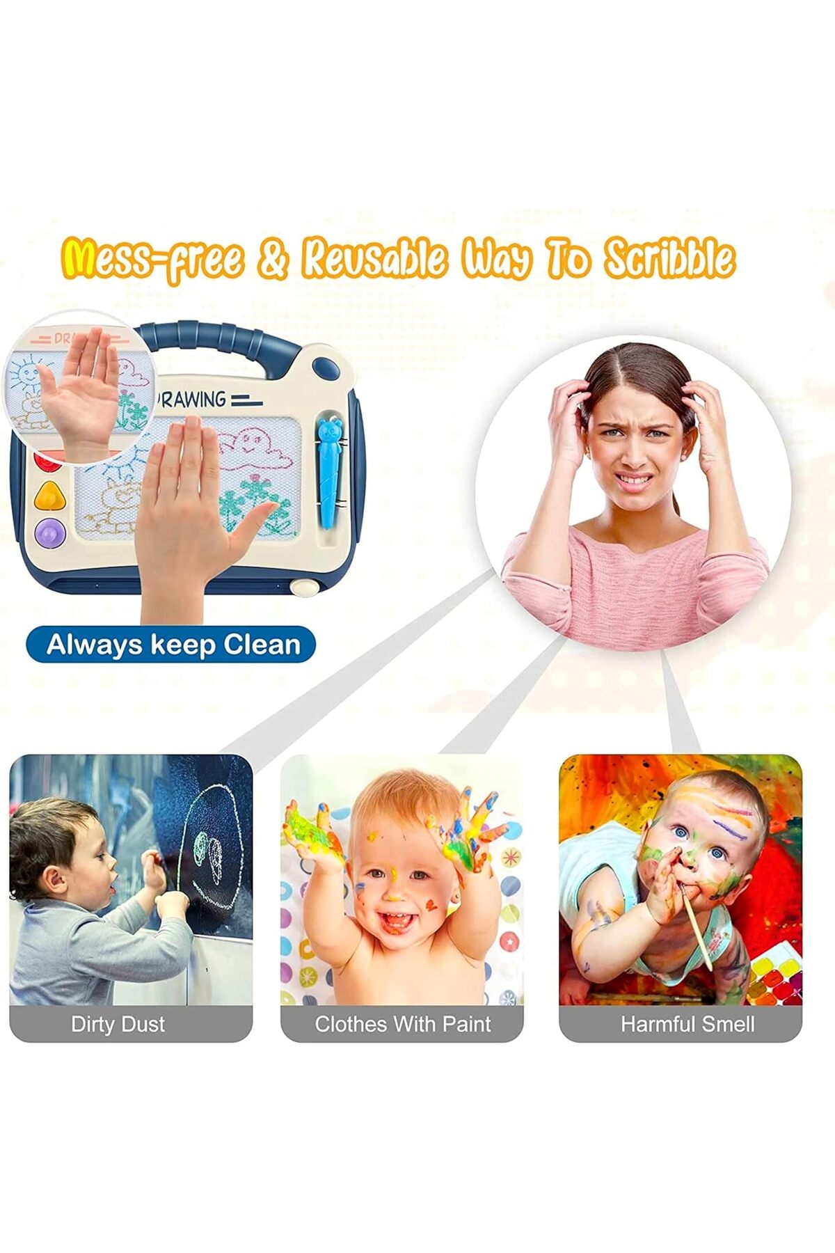 تخته طراحی مغناطیسی برای کودکان – پد طراحی آموزشی برای اسباب‌بازی کودکان ۱ تا ۲ ساله