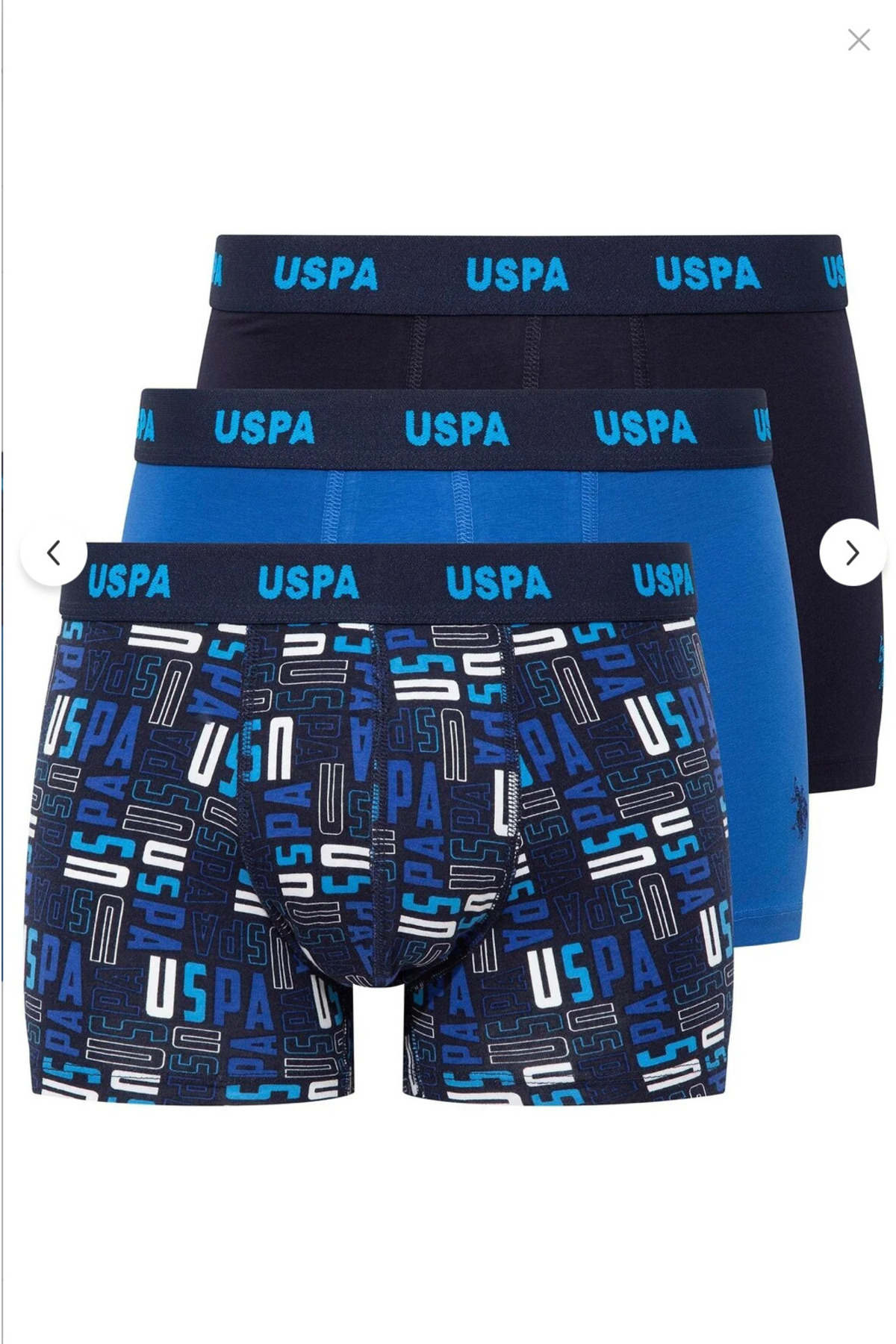 یو اس پولو شورت بوکس مردانه دارای مجوز، ۹۵٪ پنبه و ۶٪ الاستین، بسته ۳ عددی (جعبه‌ای)