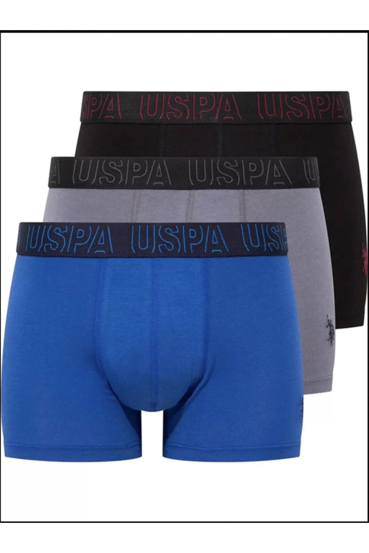 یو اس پولو شورت بوکس مردانه مدل ۴۷٪ پنبه، ۶٪ الاستین، بسته ۳ عددی (جعبه‌ای)