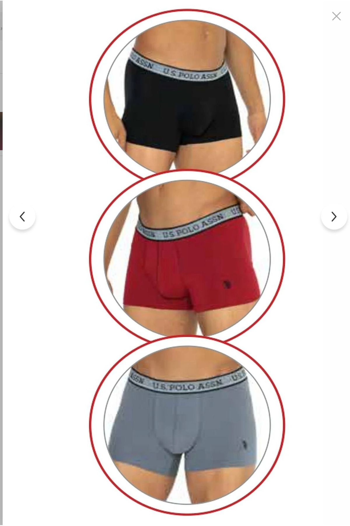 یو اس پولو شورت بوکس مردانه دارای مجوز، ۹۵٪ پنبه و ۶٪ الاستین، بسته ۳ عددی (جعبه‌ای)