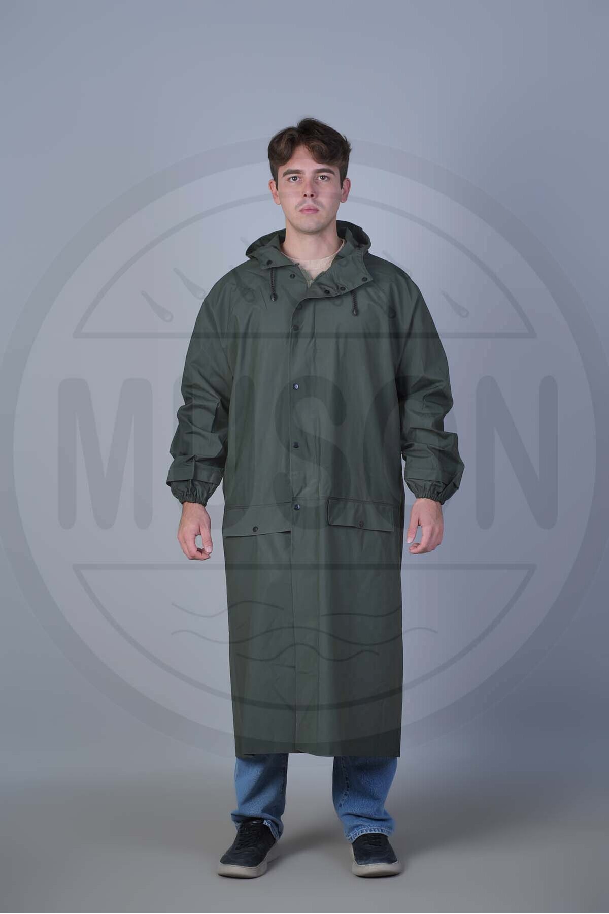 Muson Uzun Pardesü Yağmurluk – Su Geçirmez, Çift Cepli, Kapüşonlu, Rüzgar ve Yağmura Dayanıklı