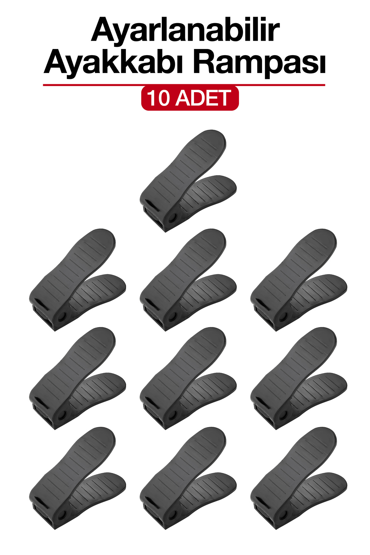 ALP HOME 10 Adet Ayarlanabilir Ayakkabı Rampası – Dolap İçi Ayakkabı Düzenleyici Organizer