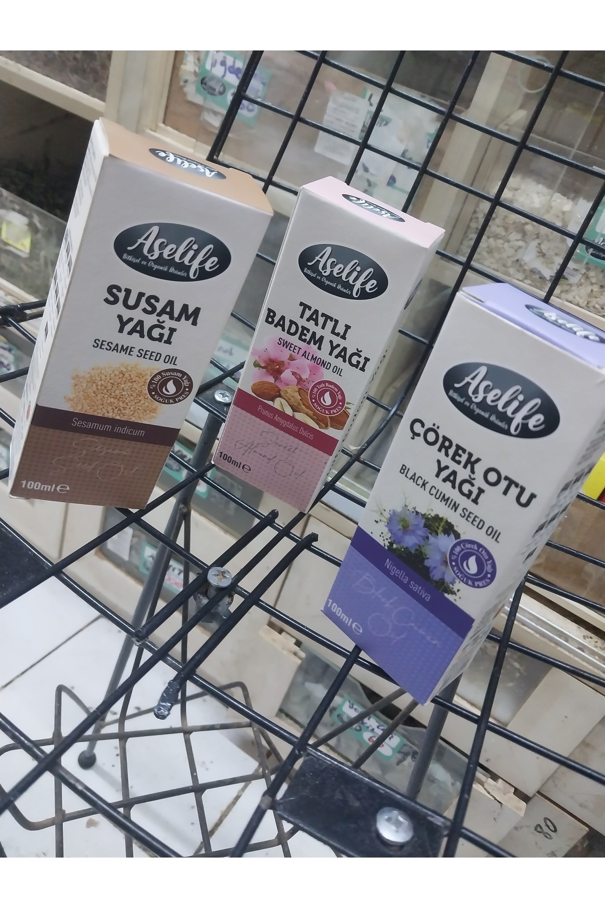 Aselife Doğal saf yağlar SETİ 3lü Tatlı badem +Susam ve Çörekotu 100 er ml