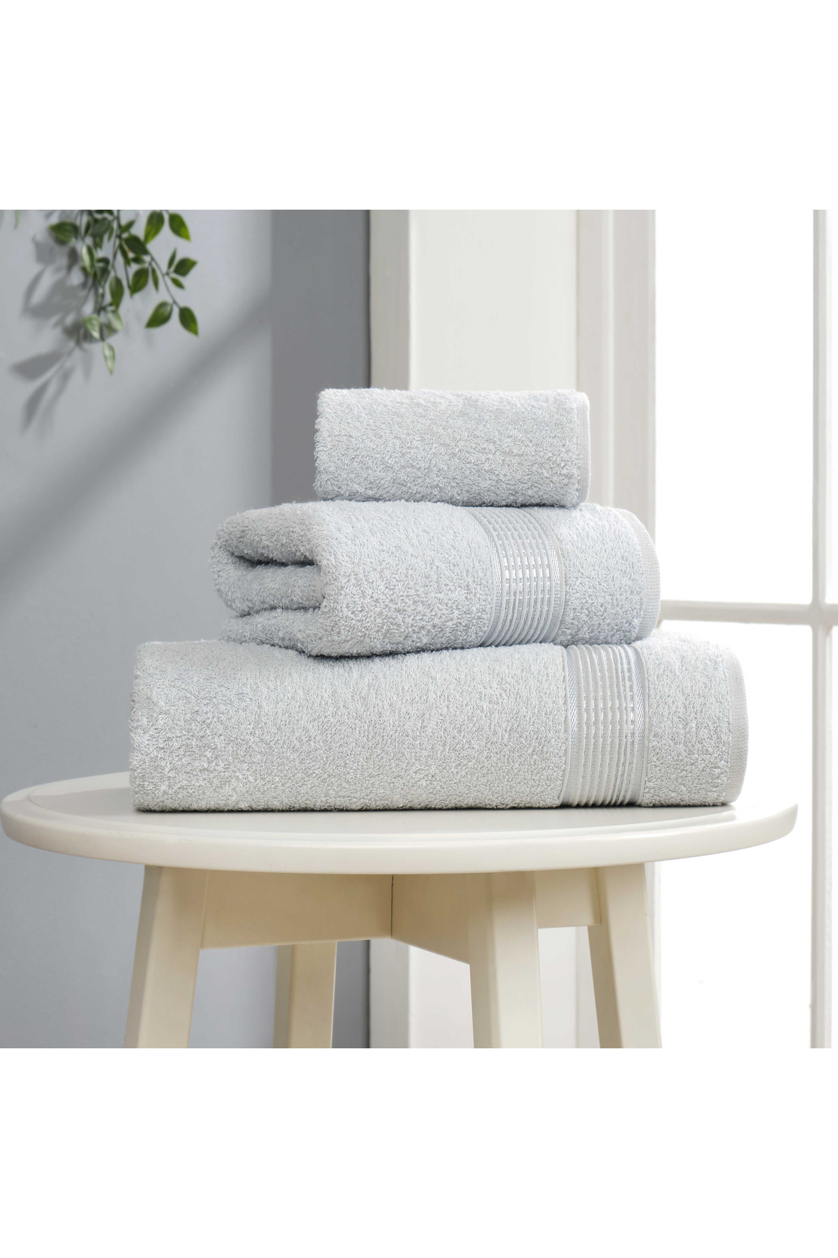 3-Piece Set Melody - Light Gray Towel Set