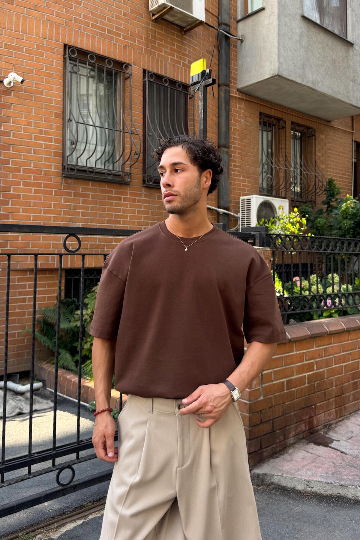 Flaw Wear Basic Oversized T-Shirt Dark Brown