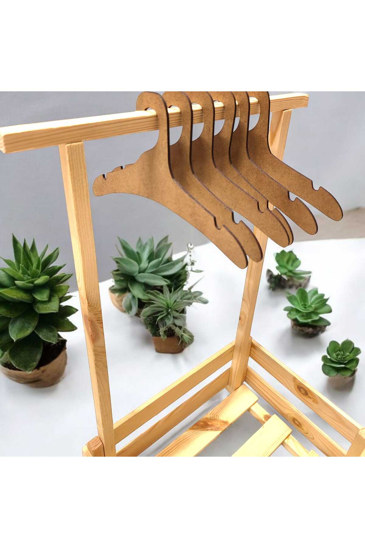 AYIŞIĞI DESİNG Ahşap mdf çocuk askısı 6 ADET minik sevimli askılık ham renk düz fotoğrafı 3 (önizleme)