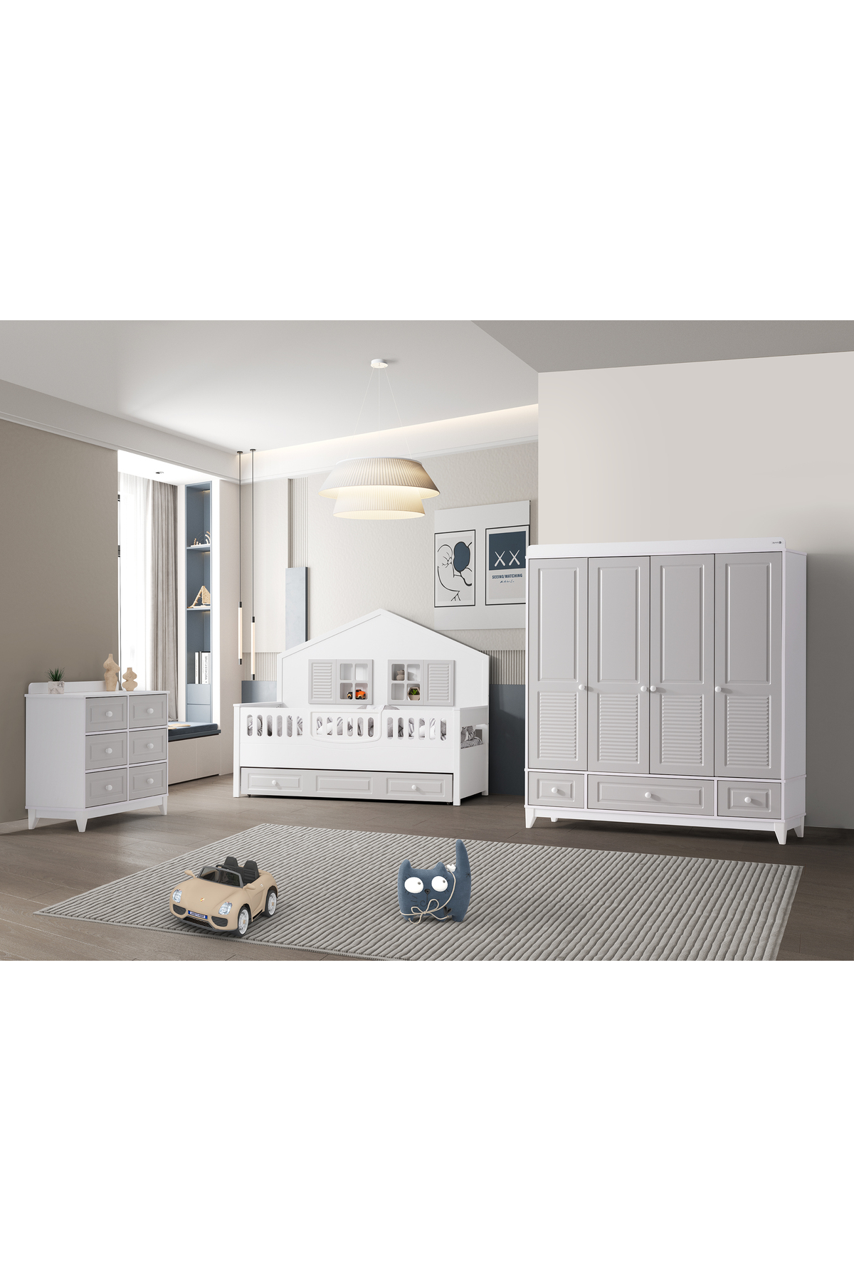 Cozibo Joy 4 Kapılı Dolap, Bebek ve Genç Odası Dolap fotoğrafı 4 (önizleme)