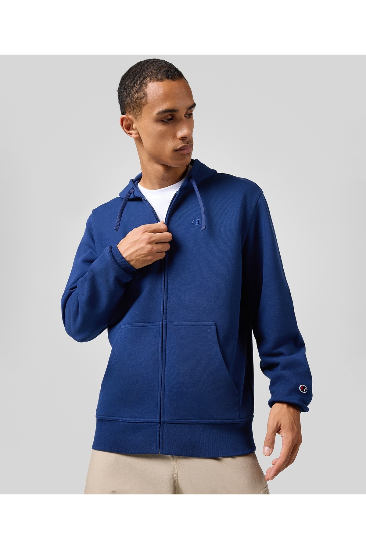 Champion Icons Full Zip Hoodie Sweatshirt Navy Blue Men's Sweatshirt -220786-Bs567