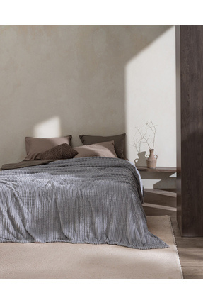 Madame Coco Corbeau Çift Kişilik Welsoft Düz Battaniye - Gri