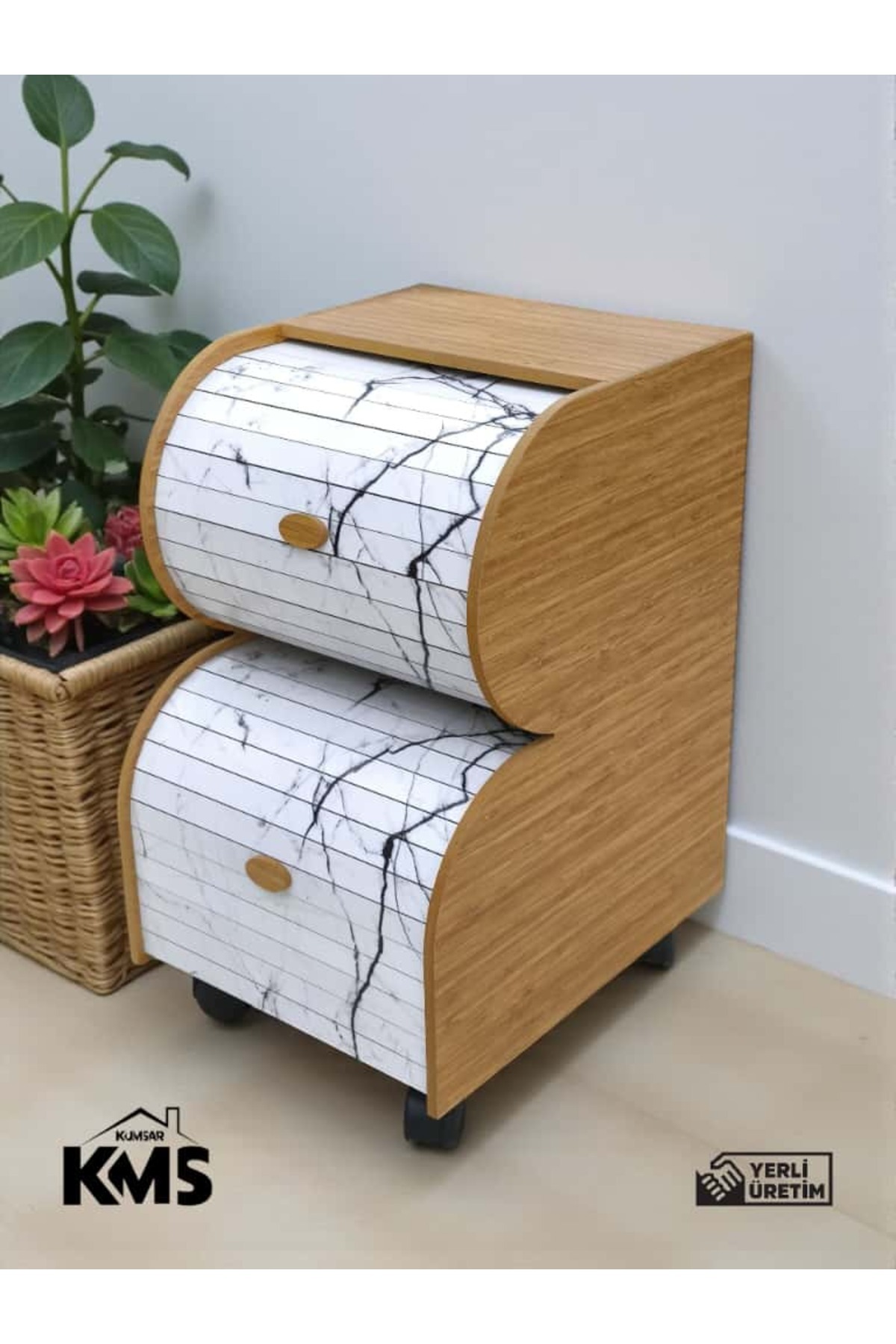 KMS Kumsar 2'Katlı Sürgülü Kapaklı Ahşap Sebzelik