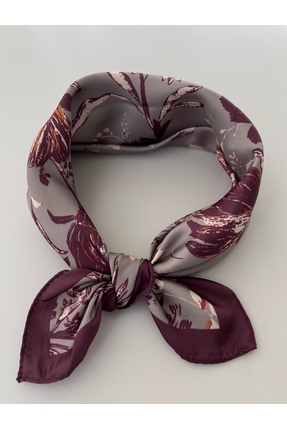 who knows ¿ Bordo Gri Desenli Fular Bandana kadın giyim aksesuar