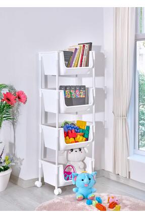 Myplas 4 Katlı Tekerlekli Organizer Raf Modern Portratif Kiler Düzenleyici Se...