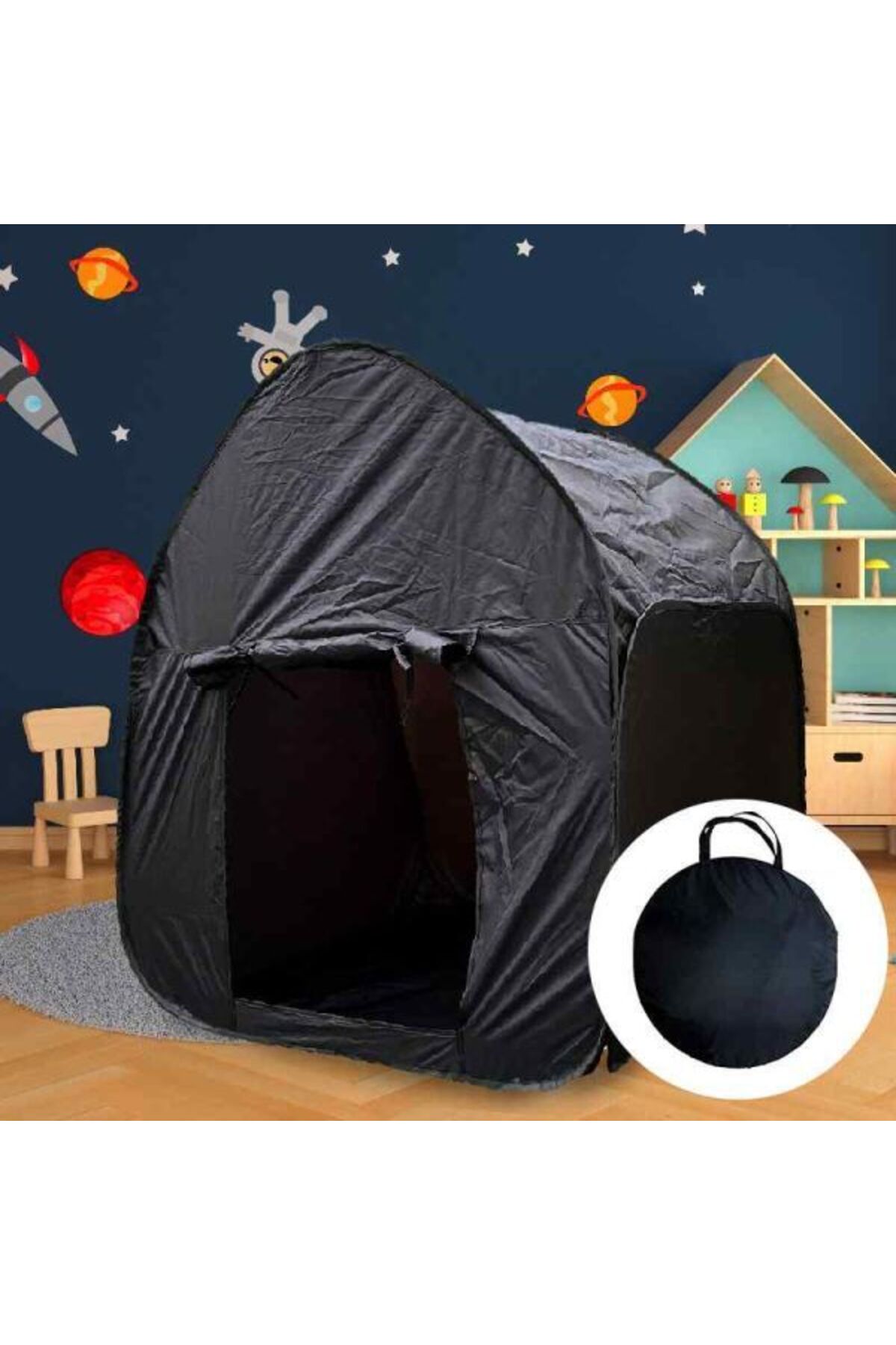 چادر پاپ‌آپ مشکی (برند Playlearn) ۱۰۵×۱۰۰×۱۱۶ سانتی‌متر