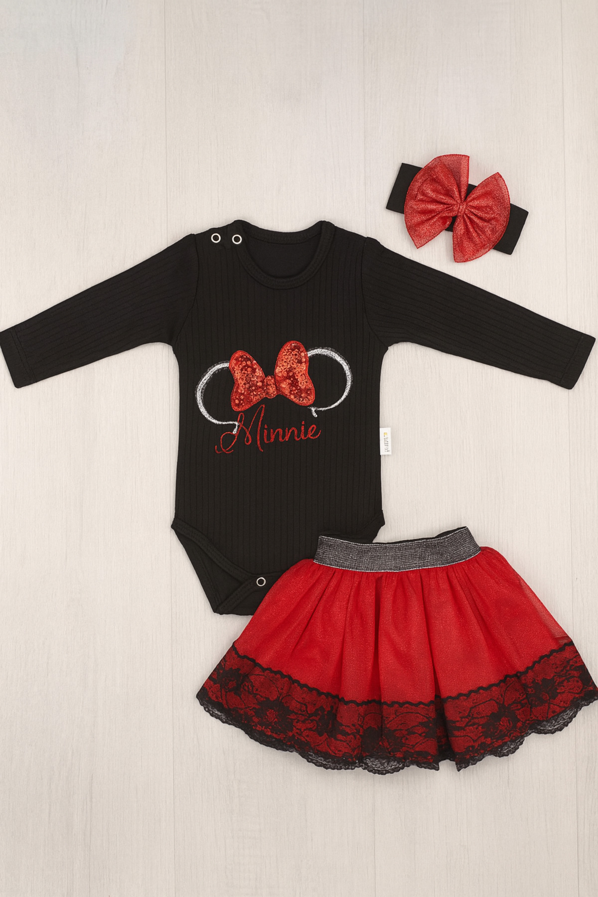 Arı Bebe Kız Bebek Minnie nakışlı body’li tül etekli tütü takım fotoğrafı 3 (önizleme)