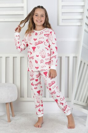 Fidekids KIZ ÇOCUK %100PAMUKLU DESENLİ PİJAMA TAKIMI