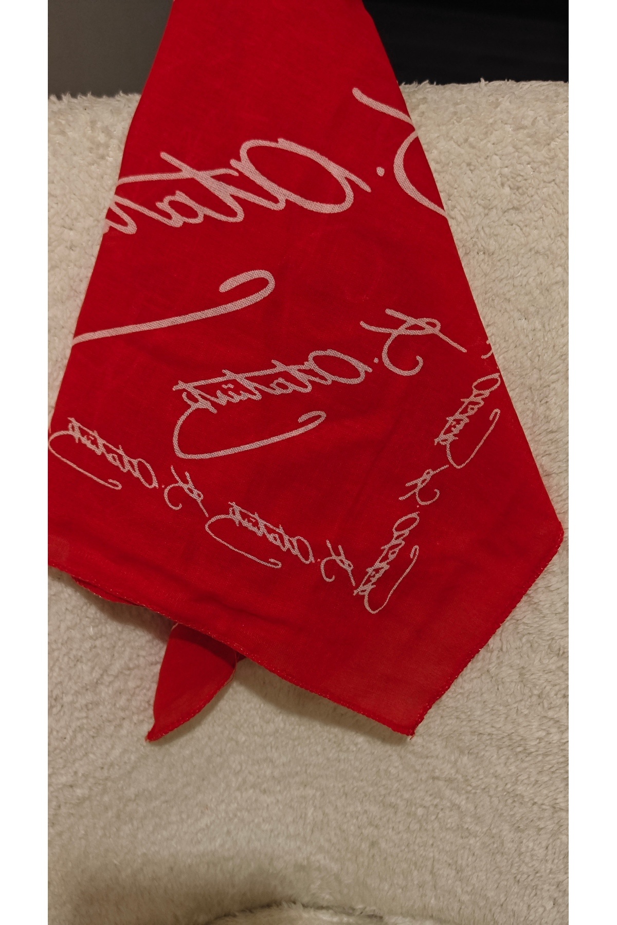 tasarımcı Atatürk imzası baskılı fular