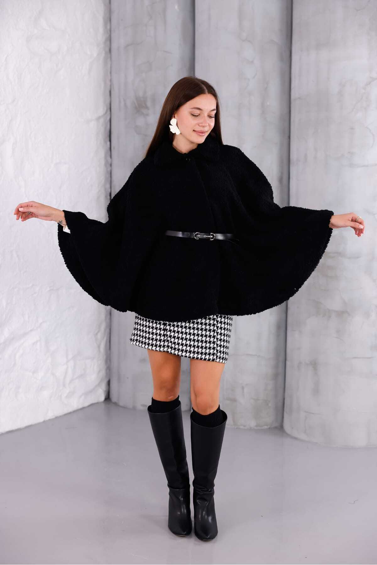 PENGORA Peluş Panço Kemerli Beyaz Kadın