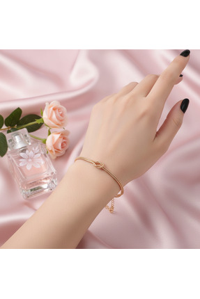 Medusa Gift 925 Ayar Gümüş 14 Ayar Altın Kaplama Aşk Düğümü Bileklik Rose