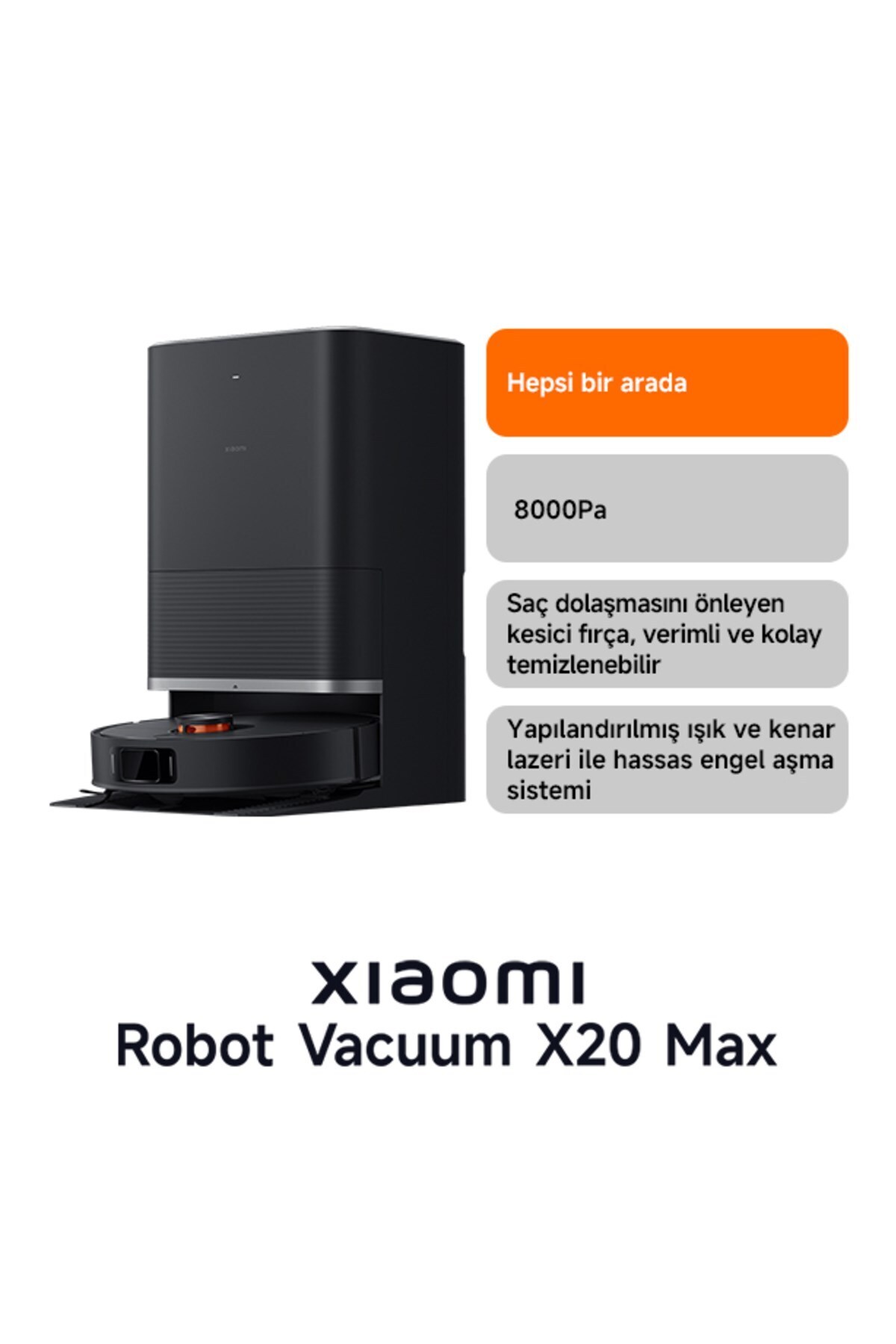 Xiaomi Robot Vacuum X20 Max Akıllı Robot Süpürge ve Mop