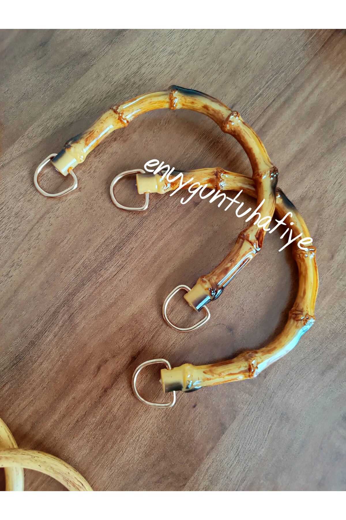 Enuyguntuhafiye Bambu Görünümlü Çanta Sapı, Ucu D Halkalı