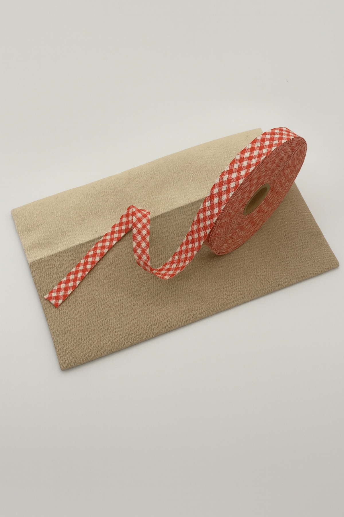 100% Cotton (Cotton) Plaid Piping Red 25 Meters Length- 2 cm Width - Cotton Piping with Rigid Layers