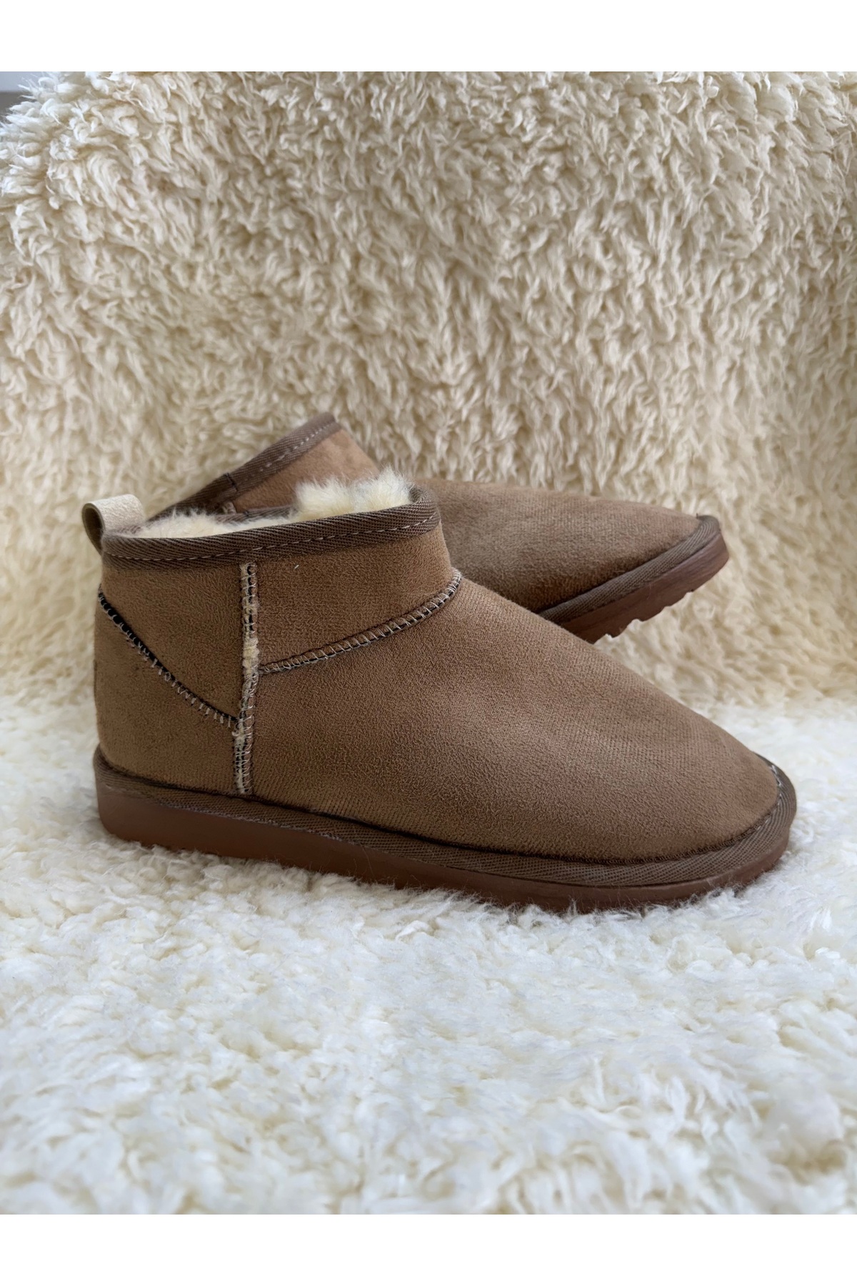 M Miel Kadın/kız ultra mini süet içi kürklü bot kışlık bot&bootie görsel 4