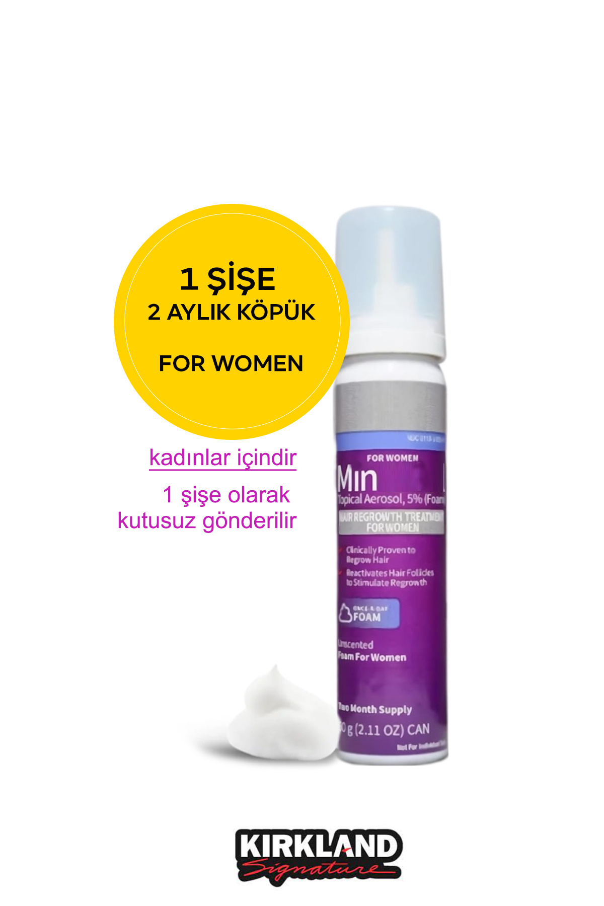Kırkland For Women 2 Aylık Saç Gürleştirici Köpük Saç Güçlendirici 1 Adet Madein Usa