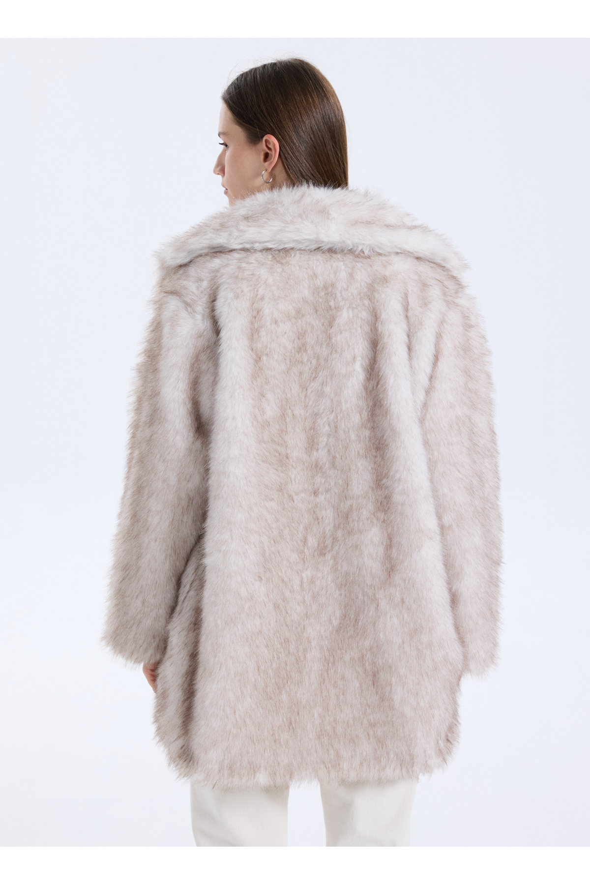 ONLY  Krem Kadın Kaban ONLDAWN LIFE FAUX FUR COAT CC OTW - Görsel 5