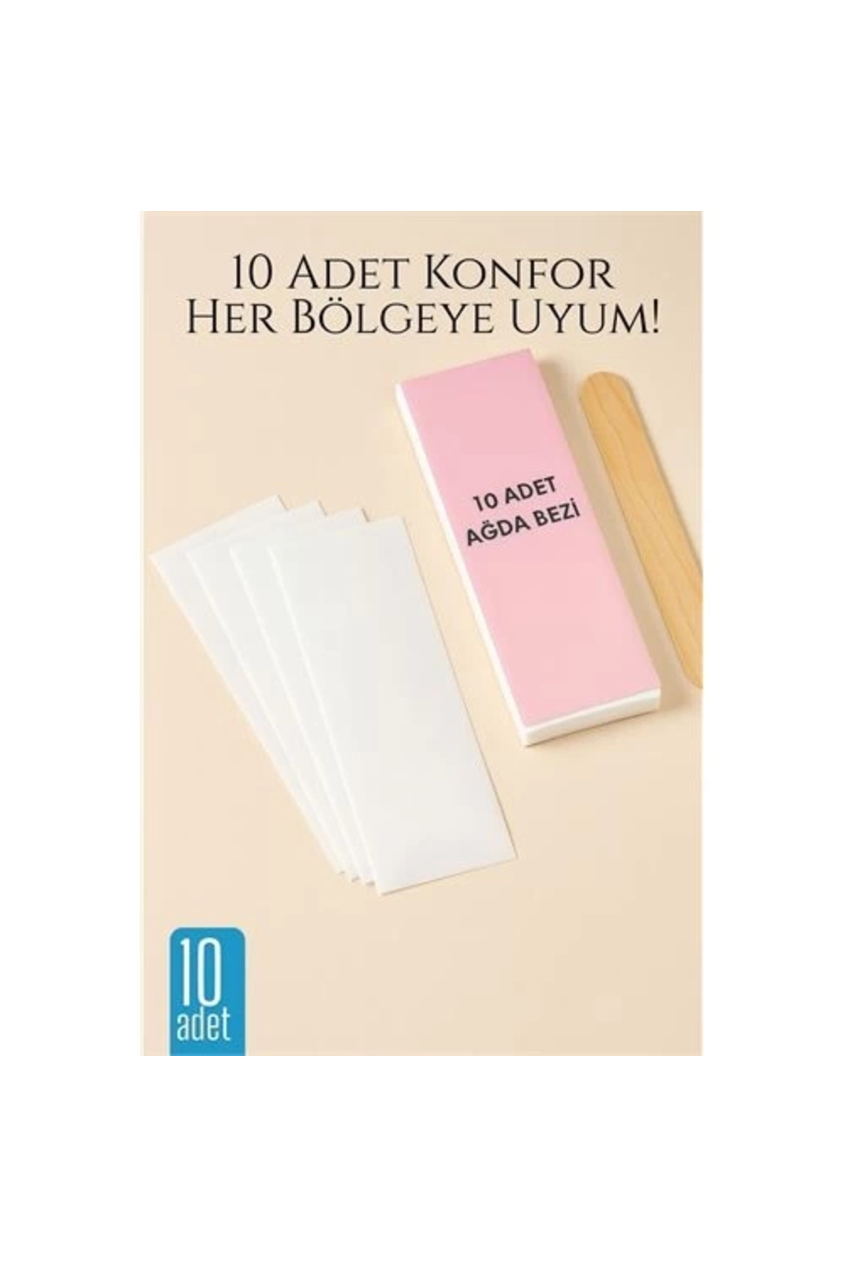 toganshop BFS 10’lu Ağda Bezi Seti + Spatula | Her Bölgeye Uyumlu | Evde Pratik Tüy Alma İçin