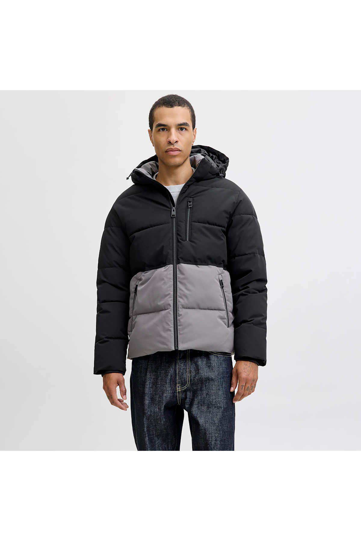 جک اند جونز کاپشن خاکستری مردانه Owen (12278792-CLK)