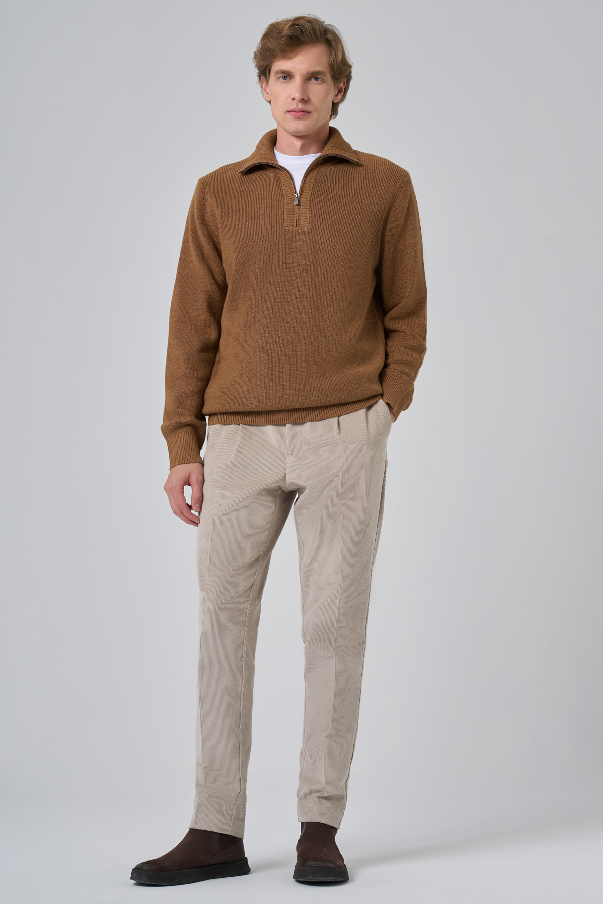 Morven  Erkek Vizon Trend Bato Yaka Dynamic Fit Rahat Kesim Triko - Görsel 4