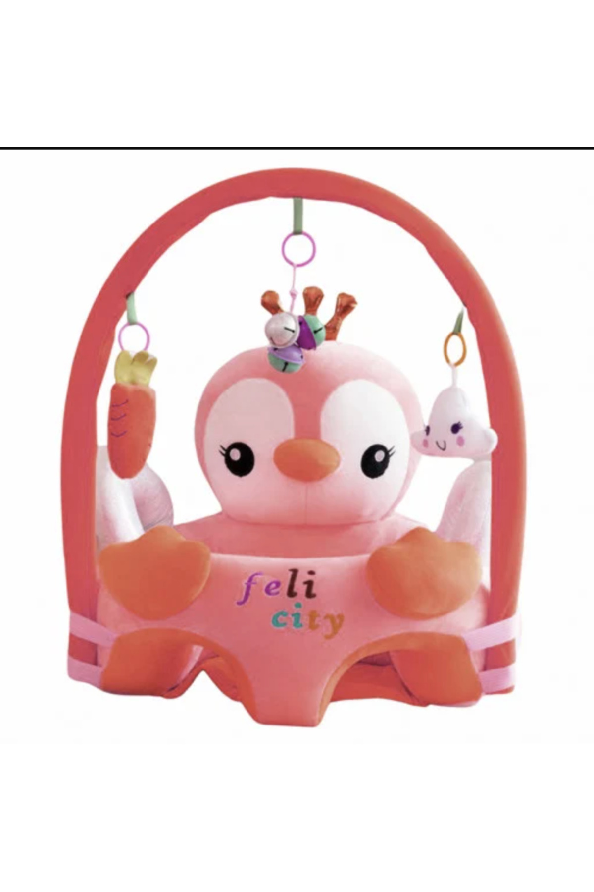 Krista Fotoliu Cu Spătar Și Arc - Pinguin Roz, Pluș - One Size