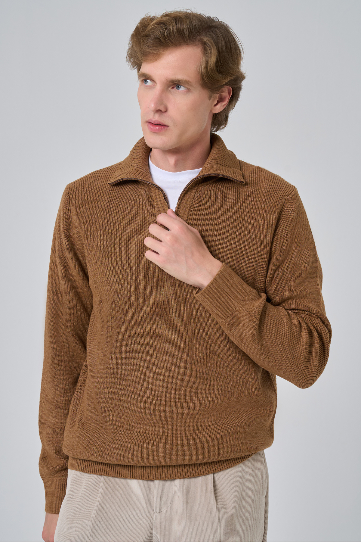 Morven  Erkek Vizon Trend Bato Yaka Dynamic Fit Rahat Kesim Triko - Görsel 2