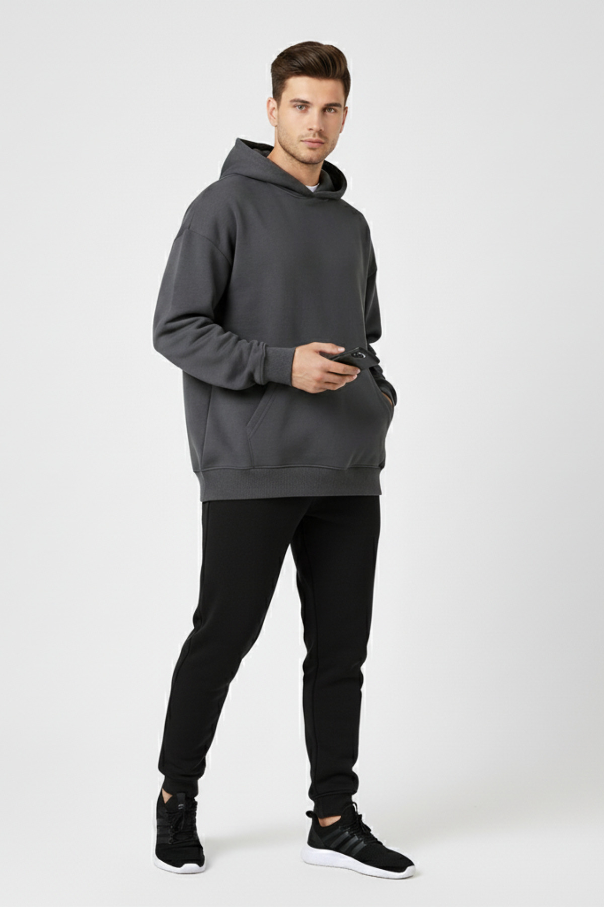 KOZİA OUTDOORS Baskısz Unisex Oversize Kapüşonlu Sweatshirt Rahat Kalıp Hoodie görsel 2
