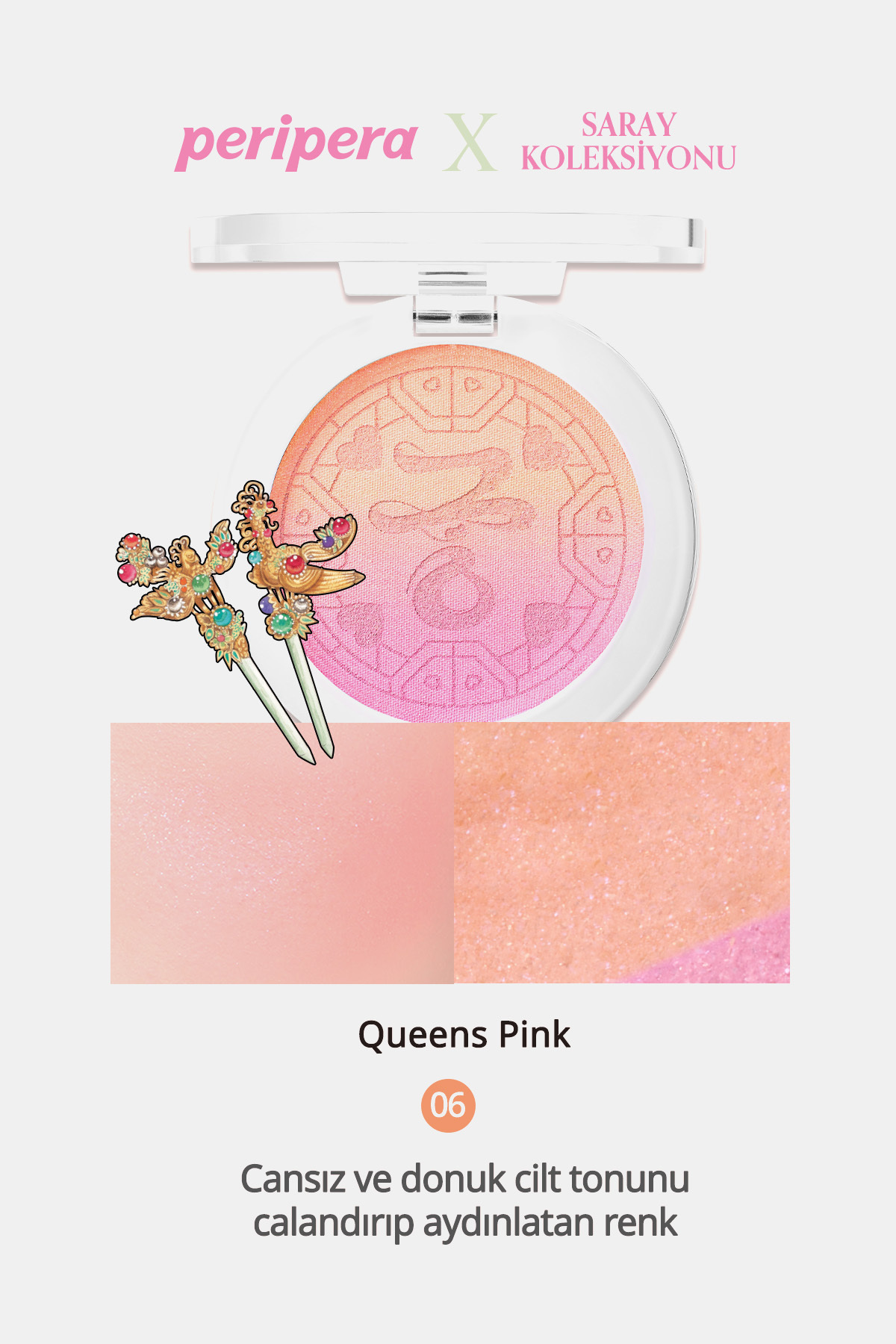 Işıltılı, İki Tonlu Highlighter Allık Pure Blushed Custom Cheek 006 Queens Pink — صورتی 7839 — تصویر 4 از 9