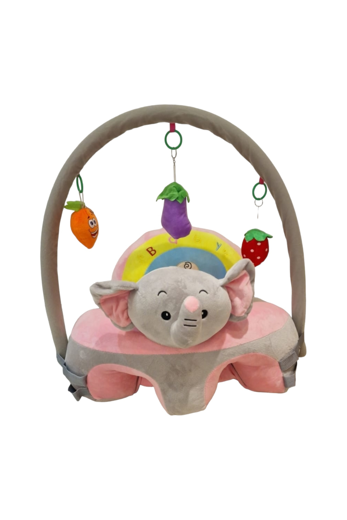 Krista Fotoliu Pentru Bebeluși Cu Spătar, Suport Pentru Picioare Și Arc Cu Jucării, Elefantica Roz - One Size