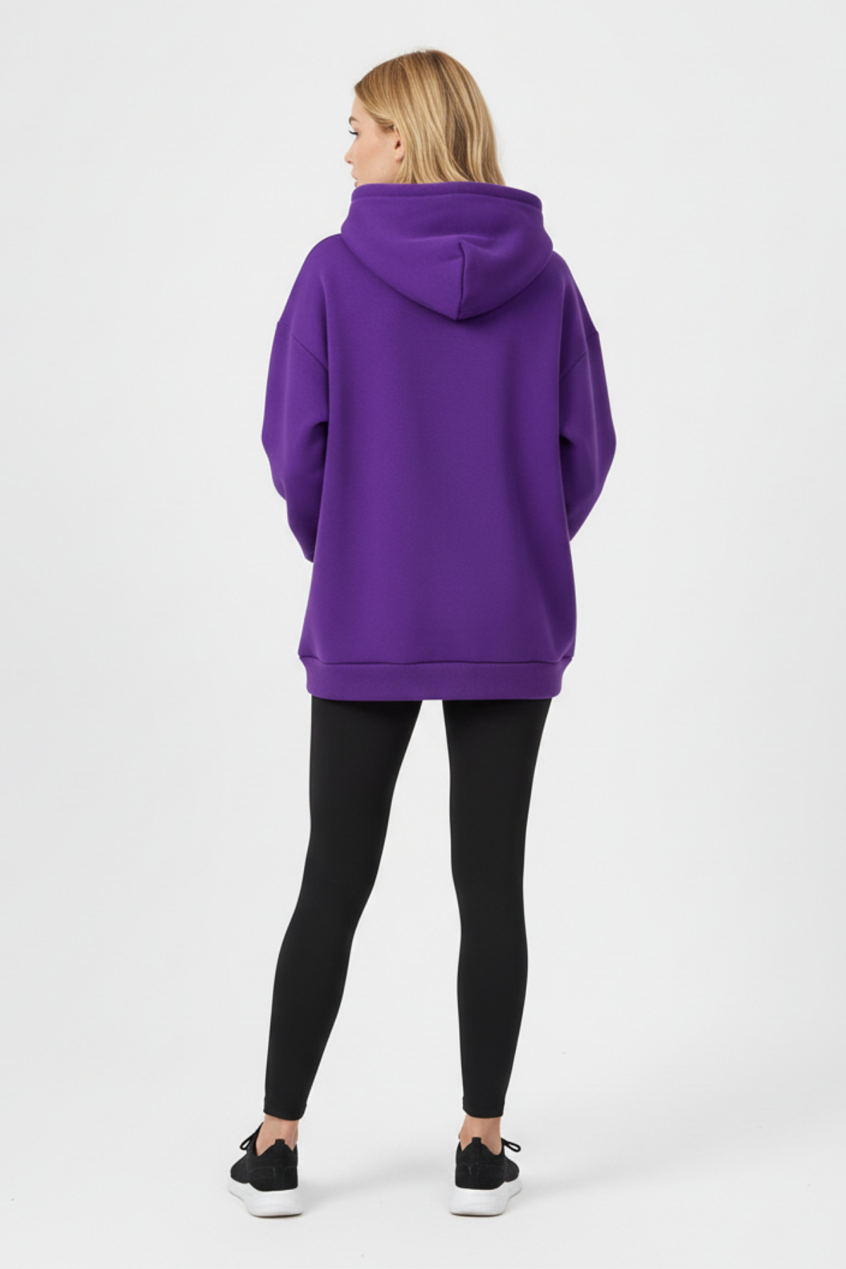 KOZİA OUTDOORS Baskısz Unisex Oversize Kapüşonlu Sweatshirt Rahat Kalıp Hoodie görsel 2