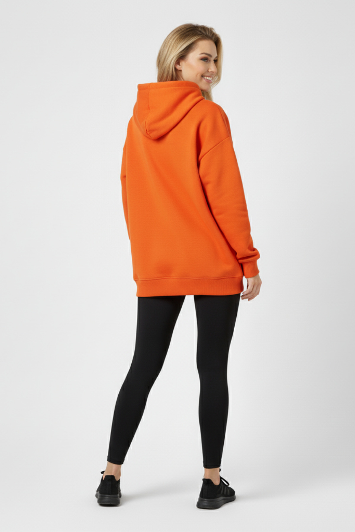 KOZİA OUTDOORS Baskısz Unisex Oversize Kapüşonlu Sweatshirt Rahat Kalıp Hoodie görsel 2