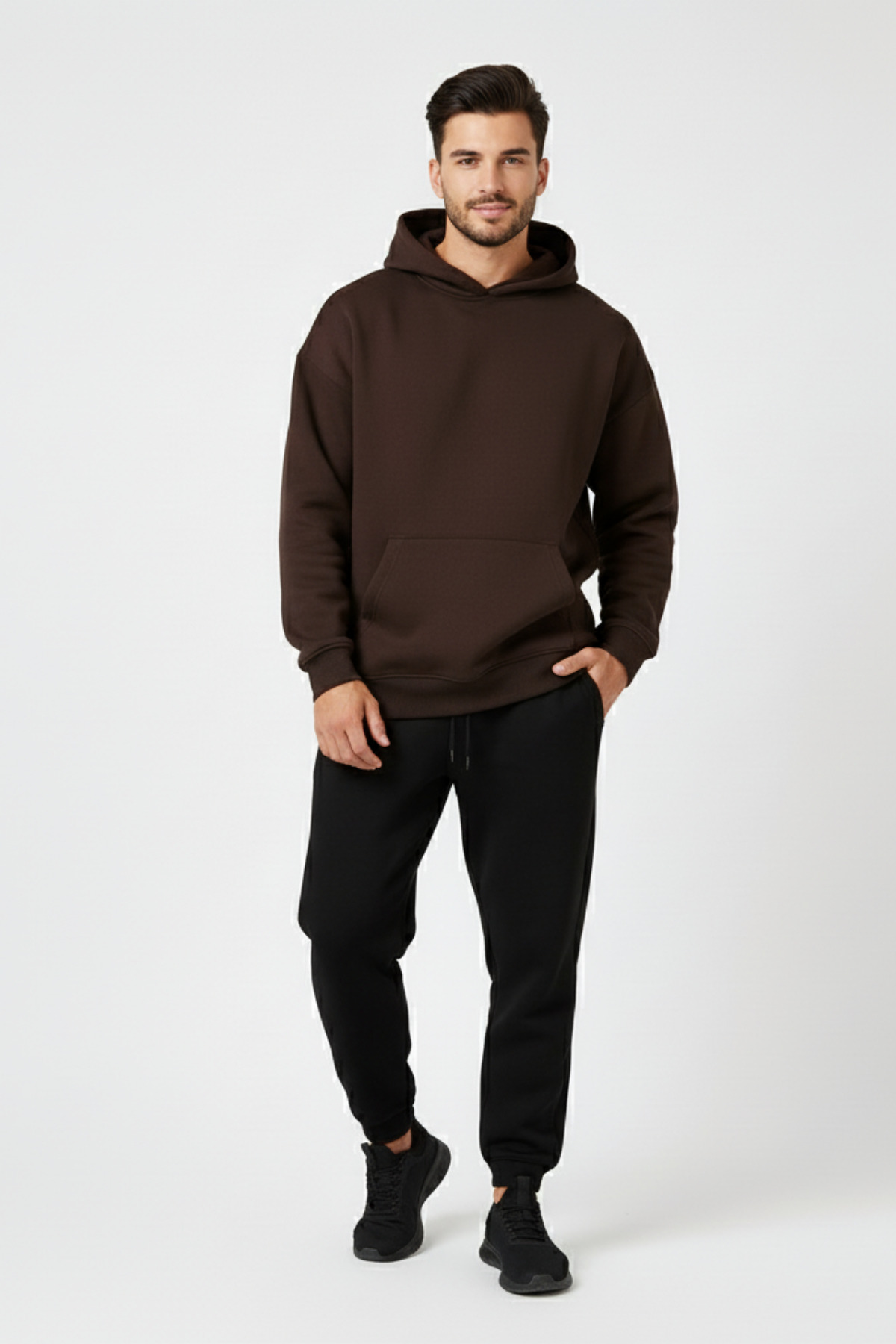 KOZİA OUTDOORS Baskısz Unisex Oversize Kapüşonlu Sweatshirt Rahat Kalıp Hoodie görsel 2