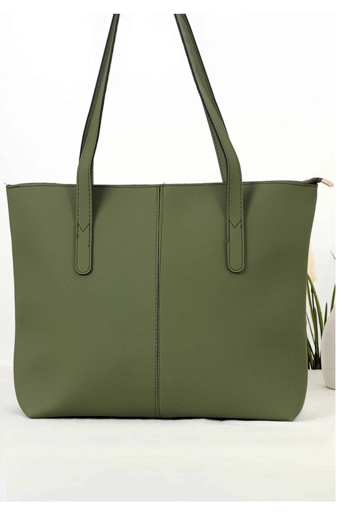 Soft Touch Büyük Boy Tote Model Kadın El Kol ve Omuz Çantası Vizon