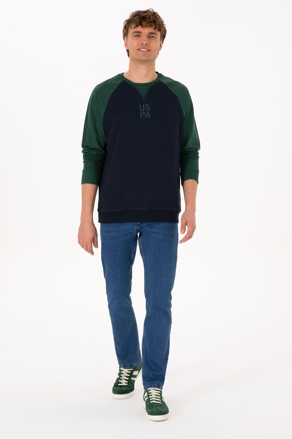 Erkek Bisiklet Yaka Regular Fit Koyu Yeşil İnce Sweatshirt 50315420-VR079 — سبز — تصویر 4 از 7