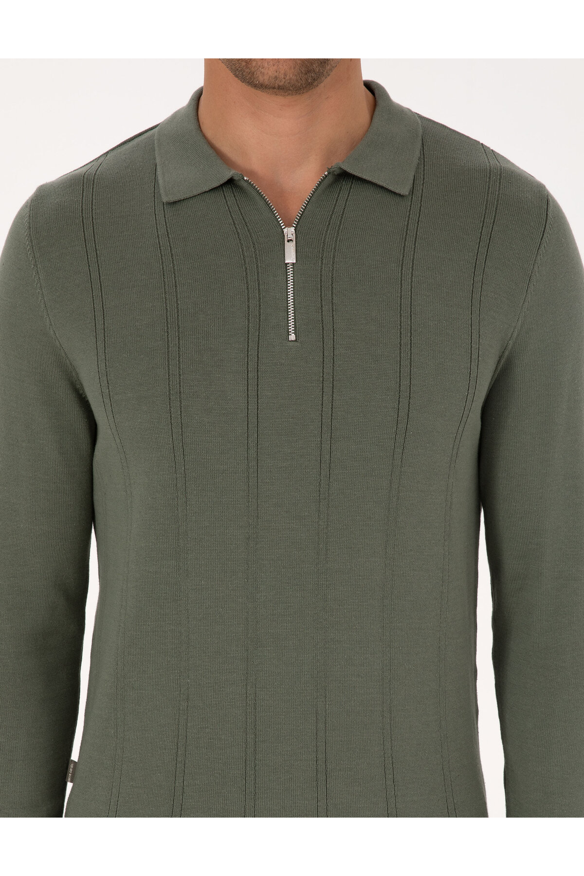 Pierre Cardin  Duman Slim Fit Polo Yaka Fermuarlı Triko Kazak 50317398-VR210 - Görsel 6