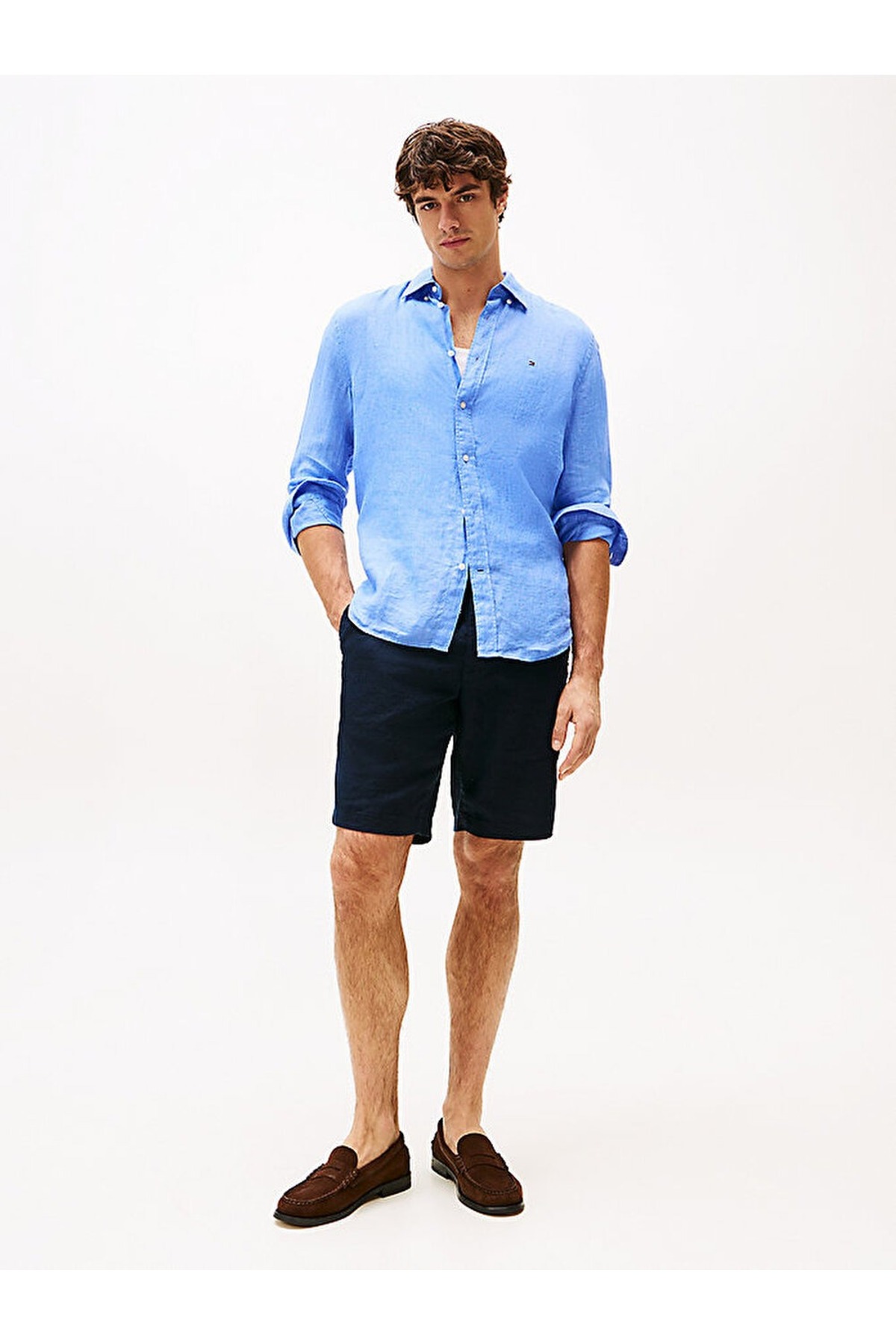 تامی هیلفیگر شلوارک آبی مردانه هارلم پو کتان - MW0MW37804